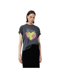 Ganni - RELAXED HEART T-SHIRT GRÅ