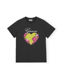 Ganni - RELAXED HEART T-SHIRT GRÅ