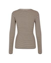 Mads Nørgaard - COTTON STRIPE BLUSE BRUN