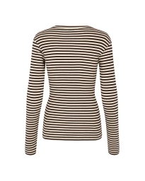 Mads Nørgaard - COTTON STRIPE BLUSE BRUN