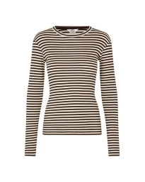 Mads Nørgaard - COTTON STRIPE BLUSE BRUN