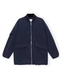 Ganni - BLUE TWILL OVERSIZED BOMBERJAKKE