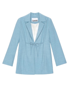 Ganni - DRAPEY MELANGE TIESTRING BLAZER