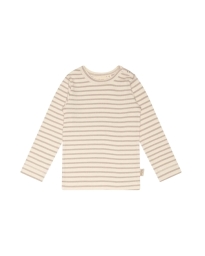 Petit Piao - STRIBET MODAL BLUSE SAND/OFF-WHITE