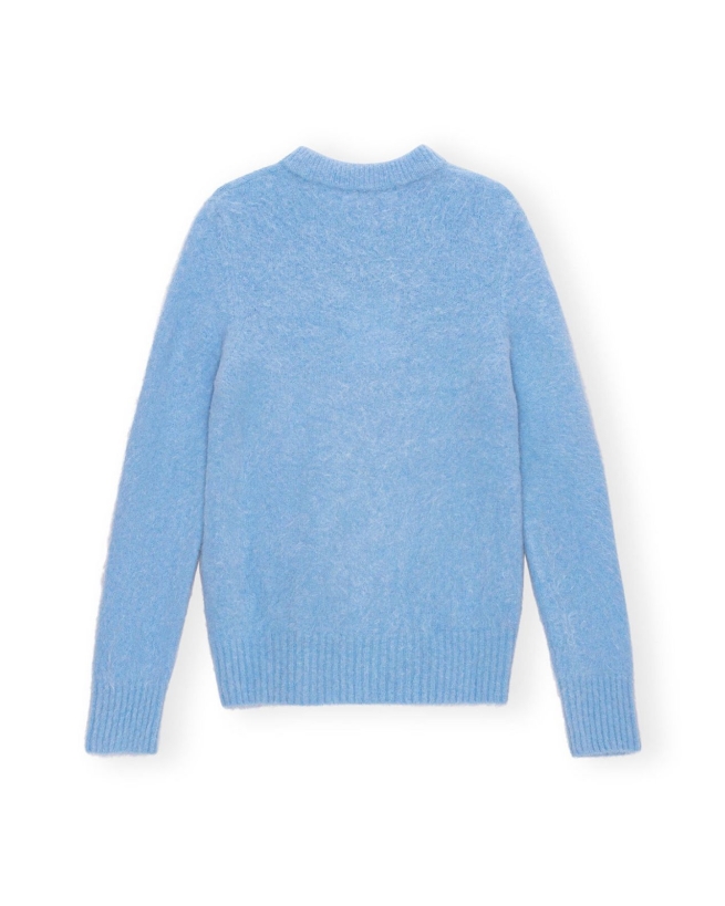 Ganni - ALPACA O-NECK BLÅ