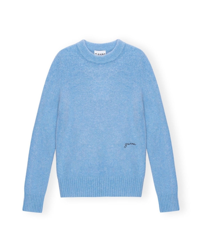Ganni - ALPACA O-NECK BLÅ