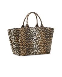 Ganni - LEOPARD OVERSIZED CANVA TOTE TASKE