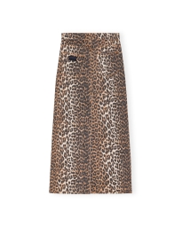 Ganni - DENIM MAXI NEDERDEL LEOPARD