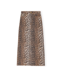 Ganni - DENIM MAXI NEDERDEL LEOPARD