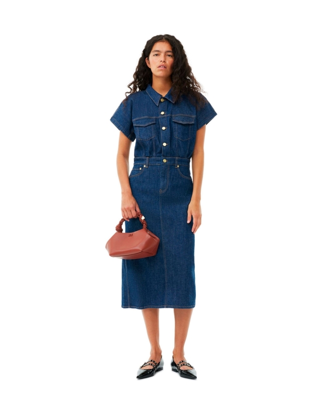 Ganni - RINSE STITCH DENIM MIDI