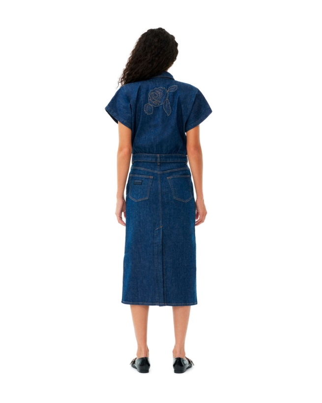Ganni - RINSE STITCH DENIM MIDI