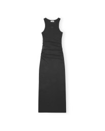 Ganni - LANG RIBBED KJOLE SORT