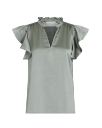 Neo Noir - STELLA SATIN BLUSE GRØN