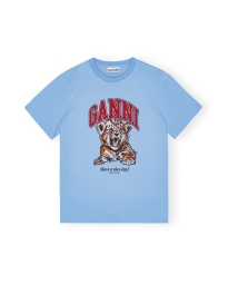 Ganni - TIGER RELAXED T-SHIRT BLÅ