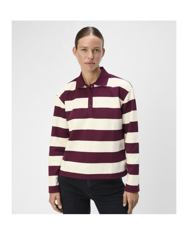 Object - STRIBET POLO BORDEAUXRØD