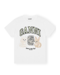 Ganni - GANNI T-SHIRT HVID