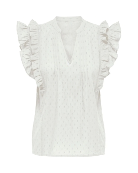 Only - RAINA RUFFLE TOP HVID