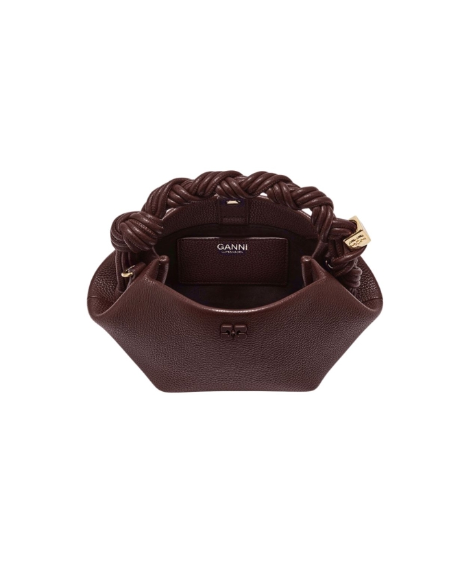 Ganni - BOU BAG MINI GRAINED TASKE BRUN