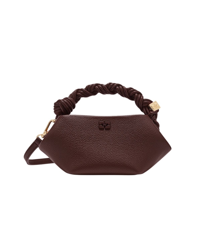 Ganni - BOU BAG MINI GRAINED TASKE BRUN