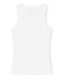 Ganni - TANK TOP MED LOGO HVID