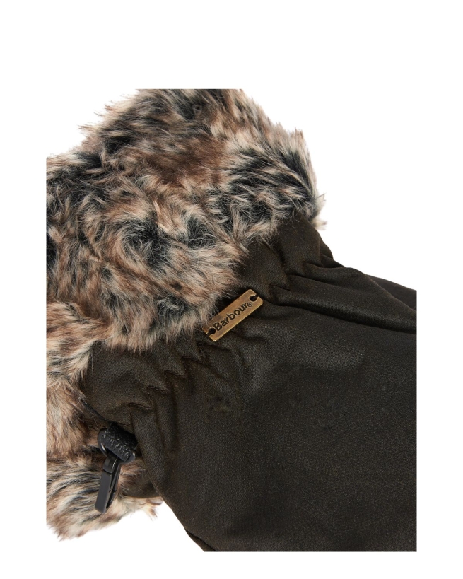 BARBOUR - WAX FUR TRIM MITTEN LUFFER BARBOUR - WAX FUR TRIM MITTEN LUFFER