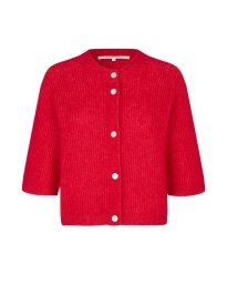 Second Female - ANDREA KORTÆRMET STRIK CARDIGAN BERRY