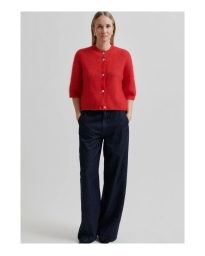 Second Female - ANDREA KORTÆRMET STRIK CARDIGAN BERRY