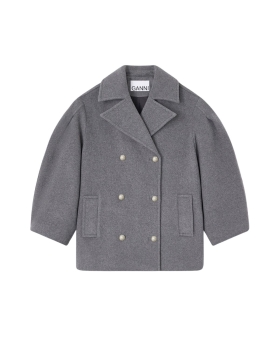 Ganni - PEATCOAT ULD FRAKKE PEWTER