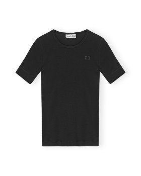 Ganni - SOFT COTTON RIB T-SHIRT SORT Ganni - SOFT COTTON RIB T-SHIRT SORT