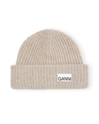 Ganni - RIBSTRIKKET ULD HUE SAND