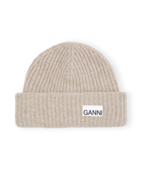 Ganni - RIBSTRIKKET ULD HUE SAND