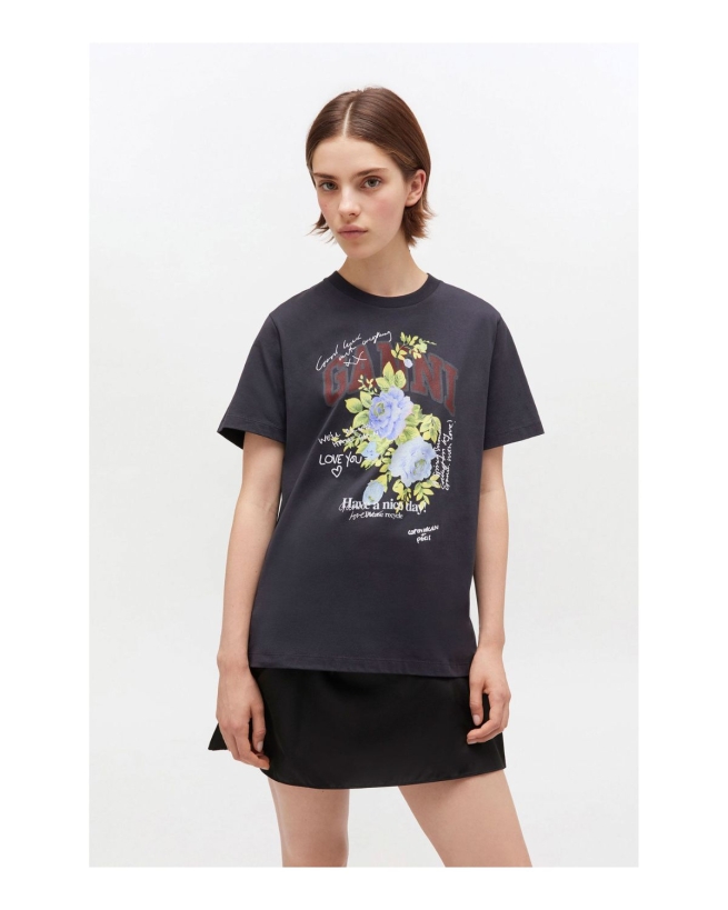 Ganni - ROSE T-SHIRT PHANTOM Ganni - ROSE T-SHIRT PHANTOM