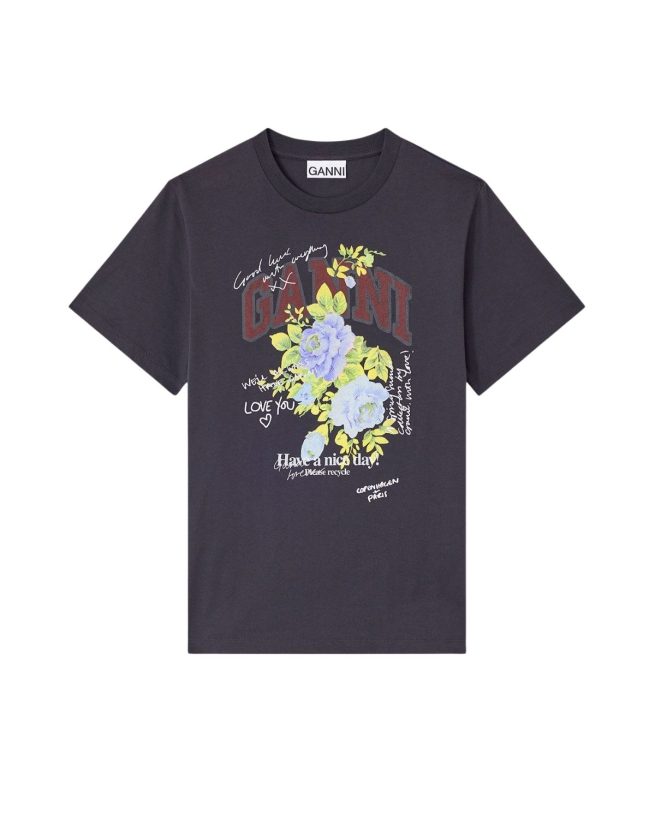Ganni - ROSE T-SHIRT PHANTOM Ganni - ROSE T-SHIRT PHANTOM