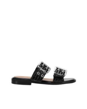 Ganni - Feminine sandaler med spænde og to stropper i sort