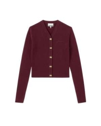 Ganni - Ribbet cardigan med v-halsudskæring