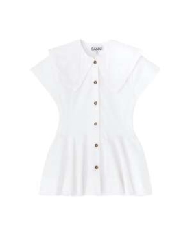 Ganni - Kort flæseskjorte i bomuld Ganni - Kort flæseskjorte i bomuld