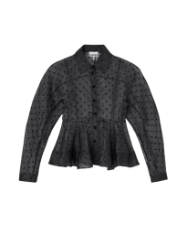 Ganni - Peplumskjorte i sort organza