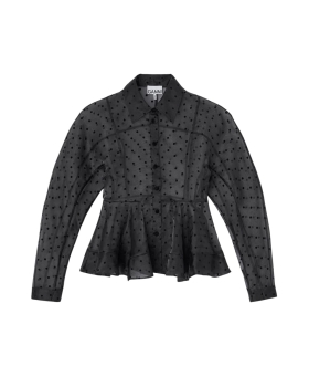 Ganni - Peplumskjorte i sort organza Ganni - Peplumskjorte i sort organza