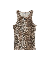 Ganni - Ribbet tank top med leopardprint Ganni - Ribbet tank top med leopardprint