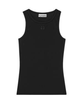 Ganni - Sort tanktop i blød rib bomuld