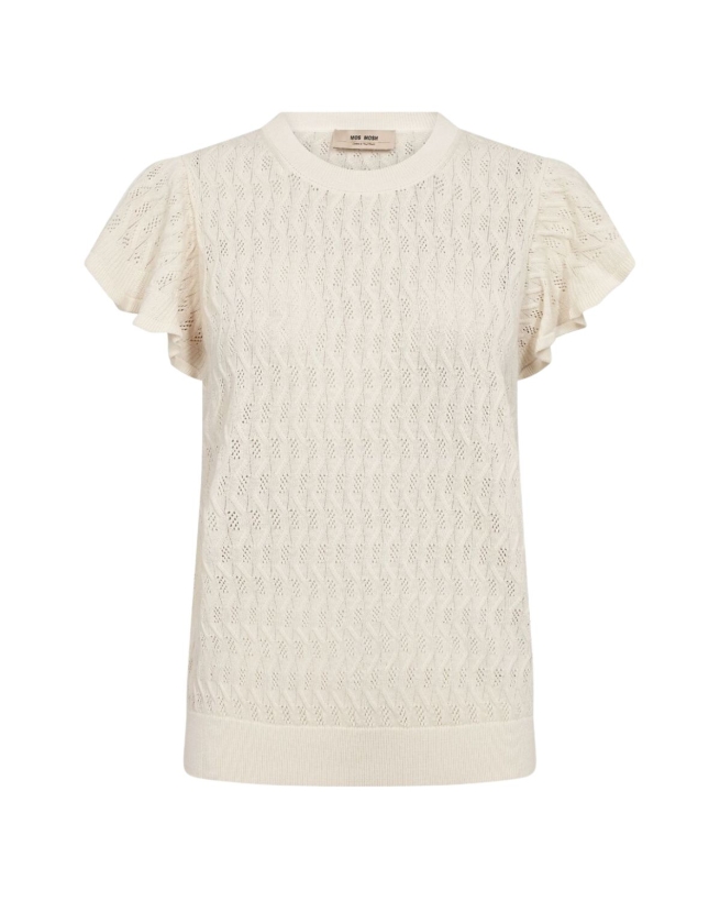 Mos Mosh - GANNA STRIK BLUSE MED FLÆSEÆRMER