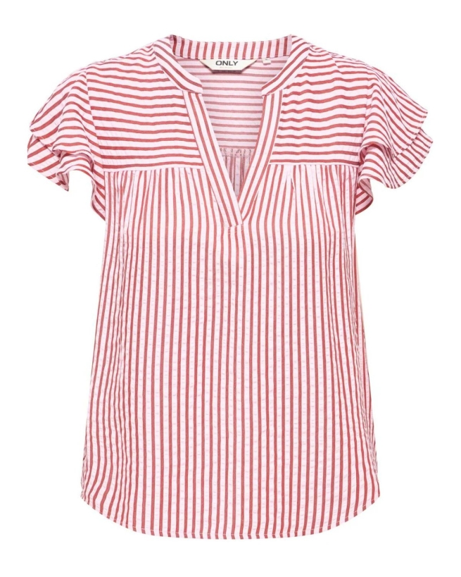 Only - BARI FRILL V-NECK TOP