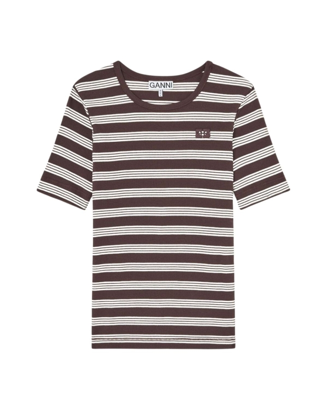 Ganni - RIB SHORT SLEEVE