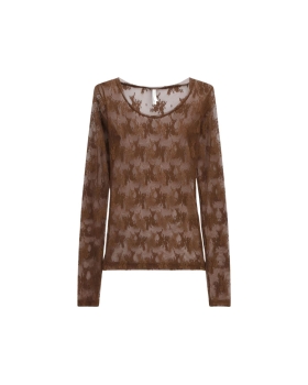 Imperial - Transparent long-sleeve top with floral embroidery