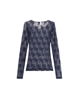 Imperial - Transparent long-sleeve top with floral embroidery