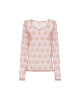 Imperial - Transparent long-sleeve top with floral embroidery