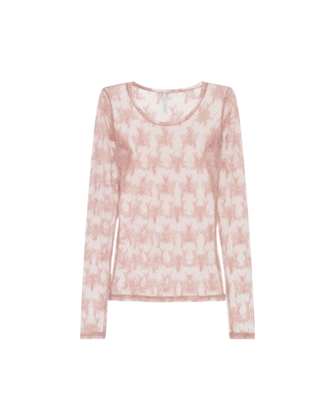 Imperial - Transparent long-sleeve top with floral embroidery