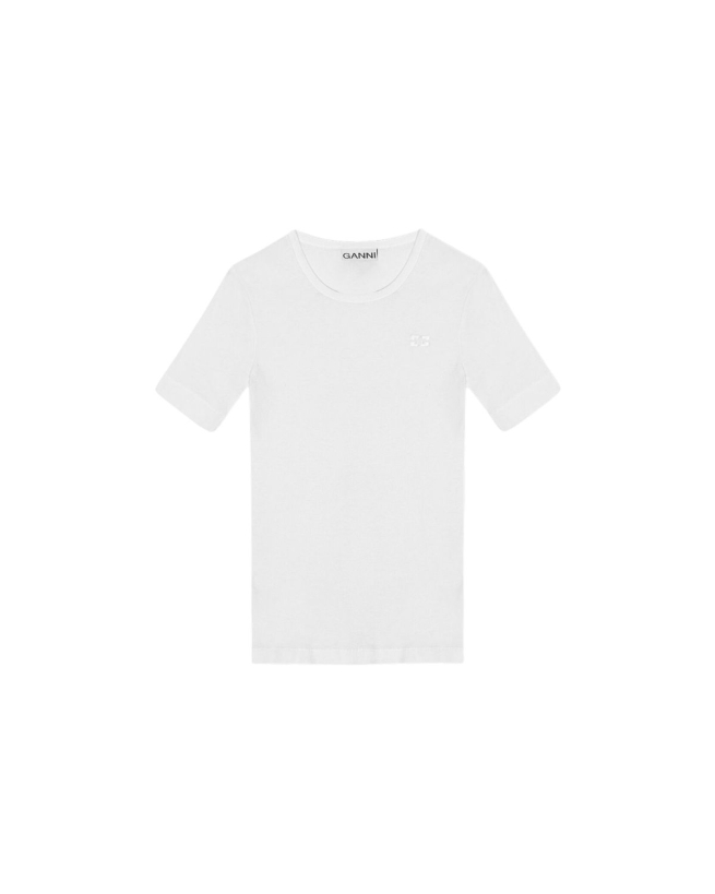 Ganni - T-shirt i blød rib