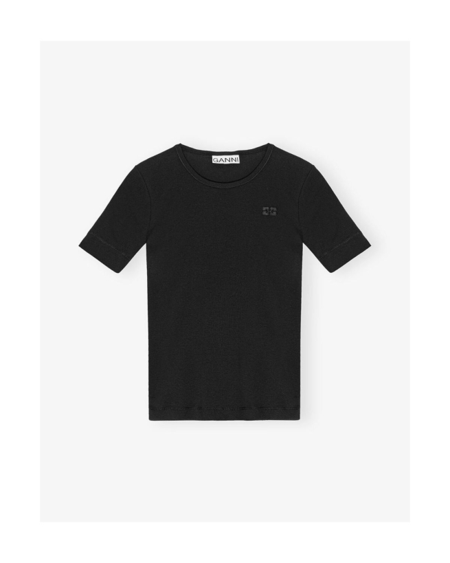 Ganni - T-shirt i blød rib