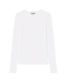 Ganni - Langærmet ribbet top